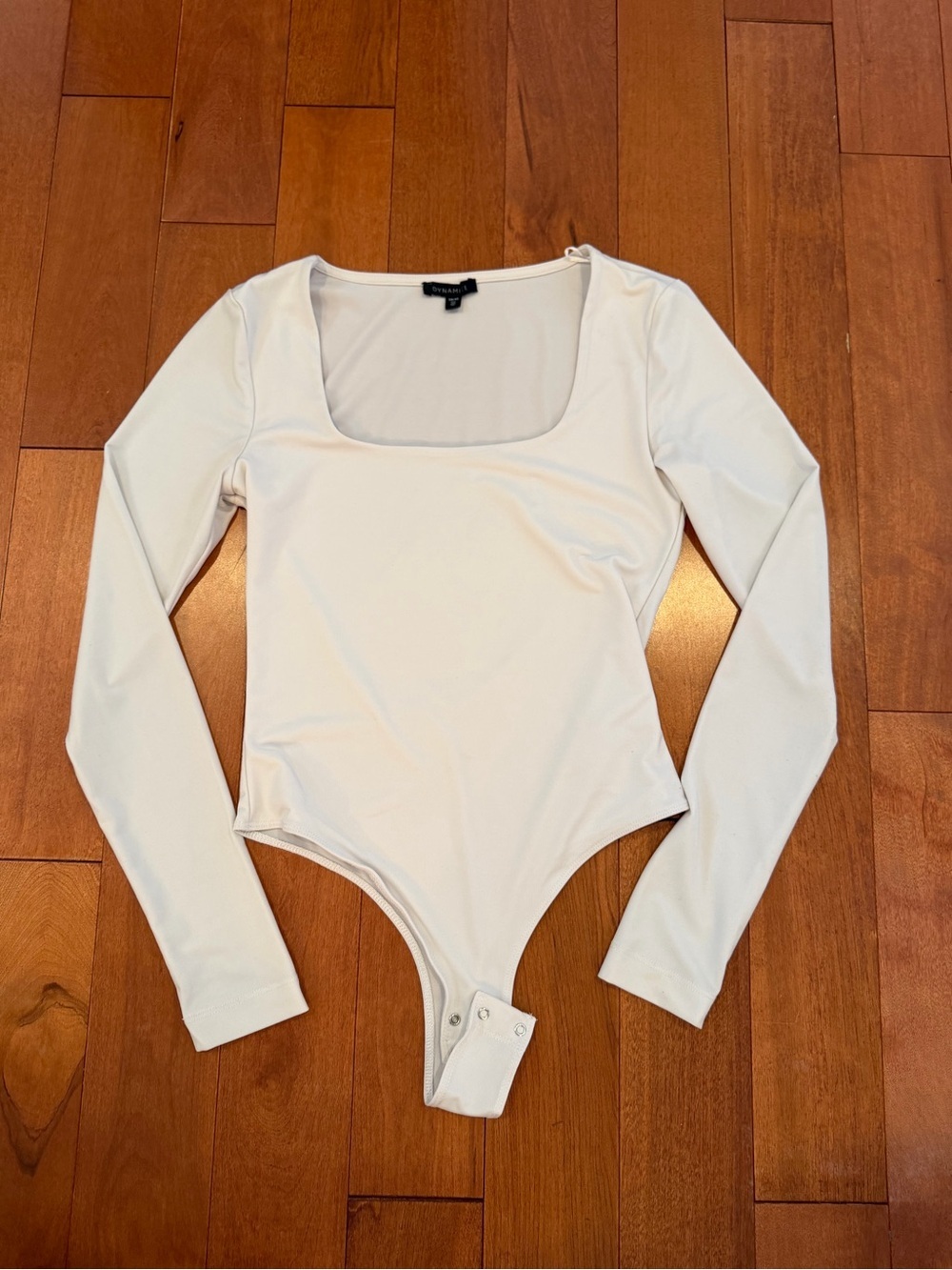 Dynamite White Square Neck Long Sleeve Bodysuit XS